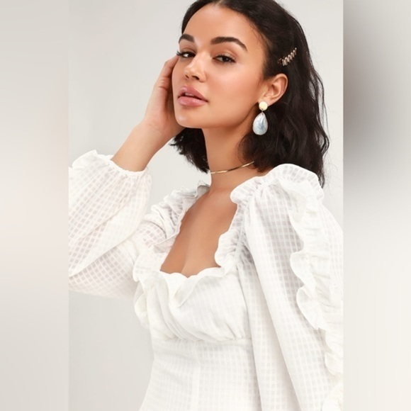 C/MEO Collective Perfect Part White Ruffled Long Sleeve Mini Dress - Picture 4 of 12